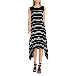 Vince Camuto Women's Short Sleeve Island Stripe Shark Bite Dress Size Small